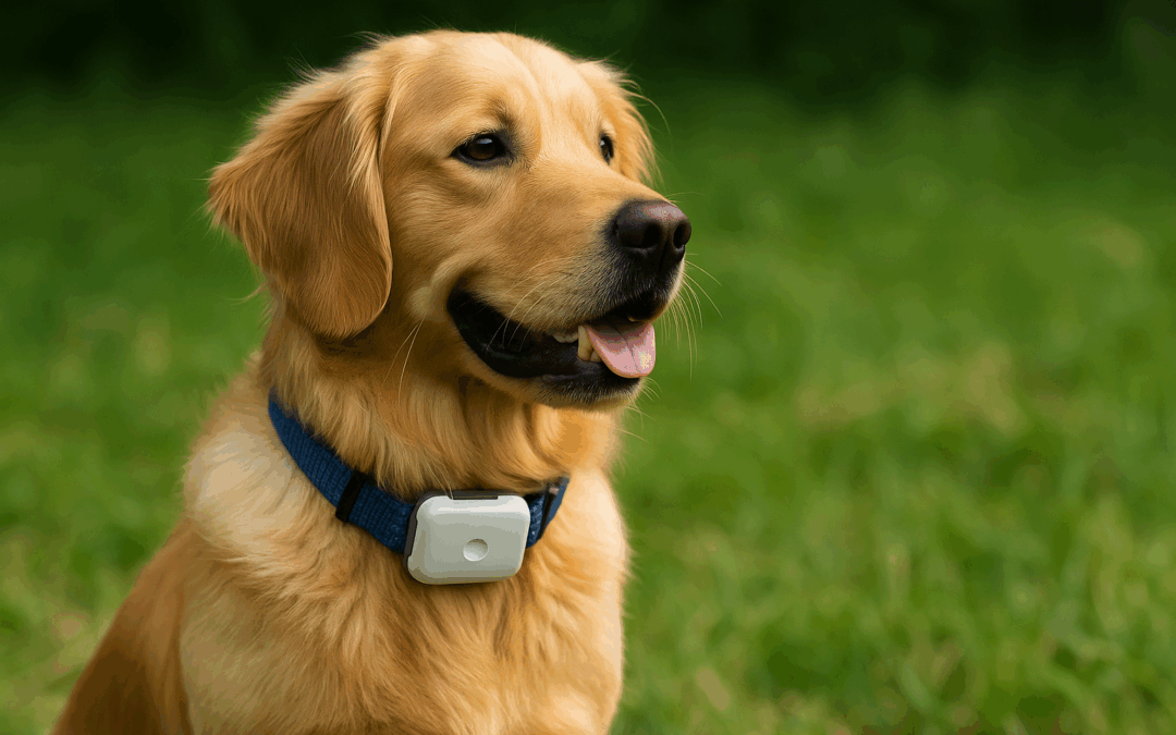 Hund mit GPS-Tracker am Halsband